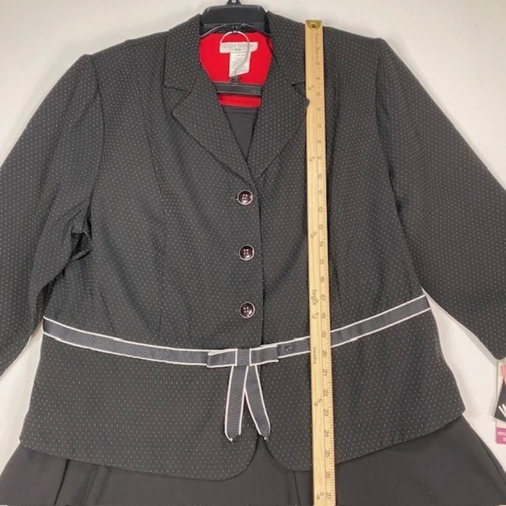 Womens 20W Black Pin Dot‎ Jacket Dress Set 2pc Washable NEW Lady Dorby